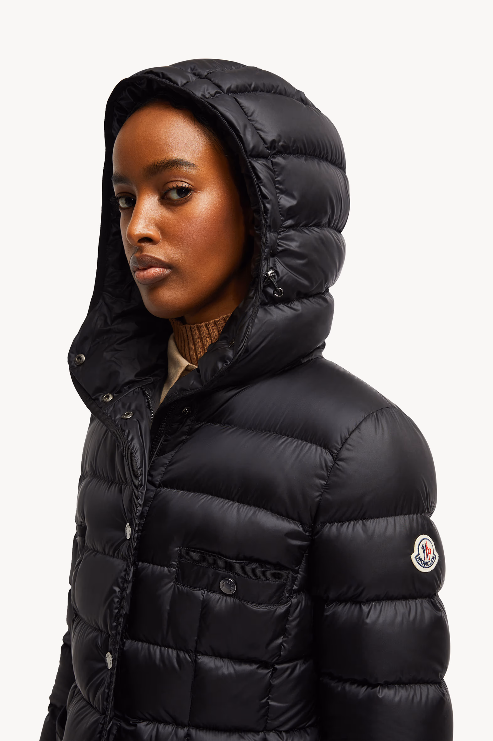 Hirma Hooded Long Down Jacket Women Black Moncler 4